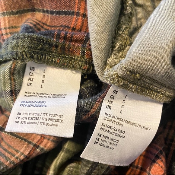 American Eagle Boyfriend Fit Shirts Womens Large Green Ahh-Mazingly Flannel Camo - Picture 4 of 11